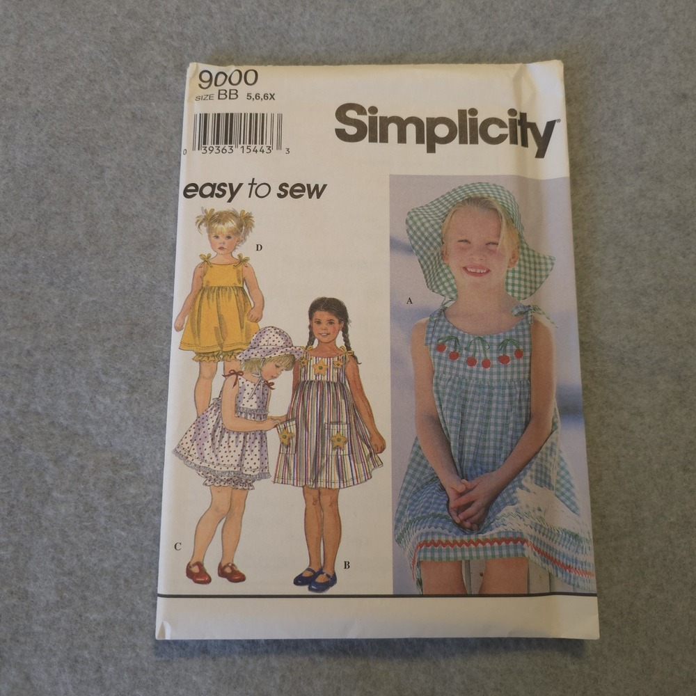 Vintage Simplicity 9000 Girls Dress Pattern Size 5 6 6X Uncut Easy Sew Summer